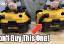 DeWalt 20V Cordless Wet/Dry Shop Vac DeWalt dcv580h and dcv581h cordless shop vacs on table.