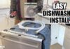 dishwasher in kitchen with installation supplies