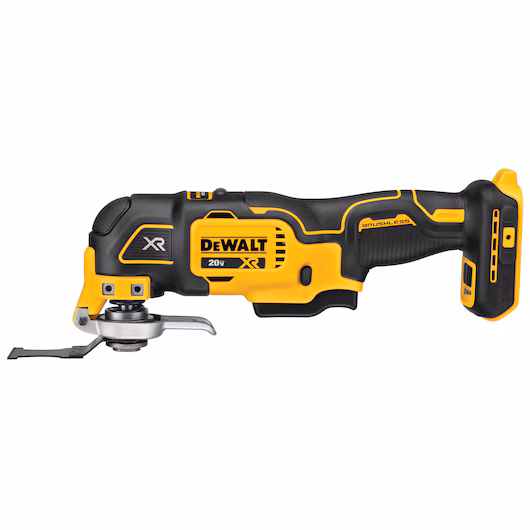 Dewalt dcs356 20V oscillating multi-tool in yellow color against a white background.