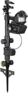 orbit motion activate sprinkler for pest removal, in black against white background