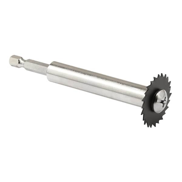 Pipe cutter impact bit silver and black, white background.