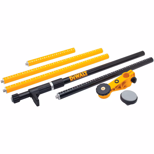 DeWalt laser level mounting for, yellow and black, against white background.