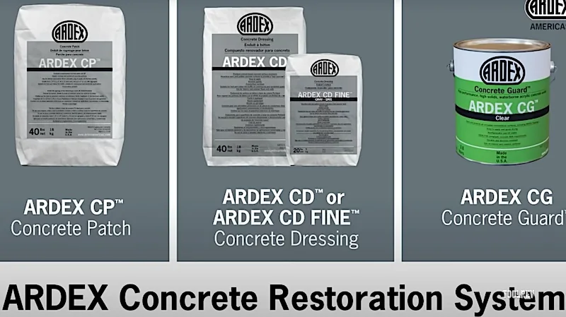 ARDEX CP concrete patch, CD concrete dressing, and CG Concrete Guard ARDEX CP concrete patch, CD concrete dressing, and CG Concrete Guard