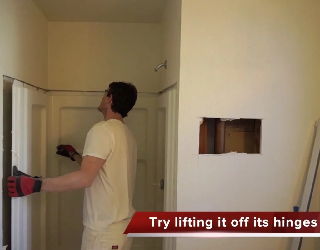 Removing fiberglass shower walls during demolition