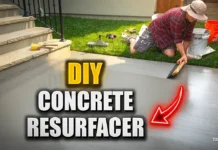 How to Resurface Concrete: Easy Step-by-Step Applying concrete resurfacer to a patio with a squeegee, DIY concrete resurfacer video thumbnail