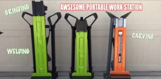 Rockwell Jawhorse vs. Sheetmaster Review Rockwell Jawhorse and Sheetmaster portable clamping work stations standing side by side