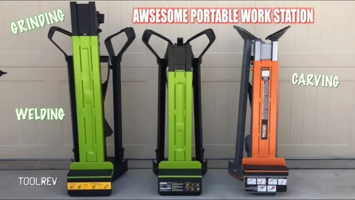 Rockwell Jawhorse and Sheetmaster portable clamping work stations standing side by side